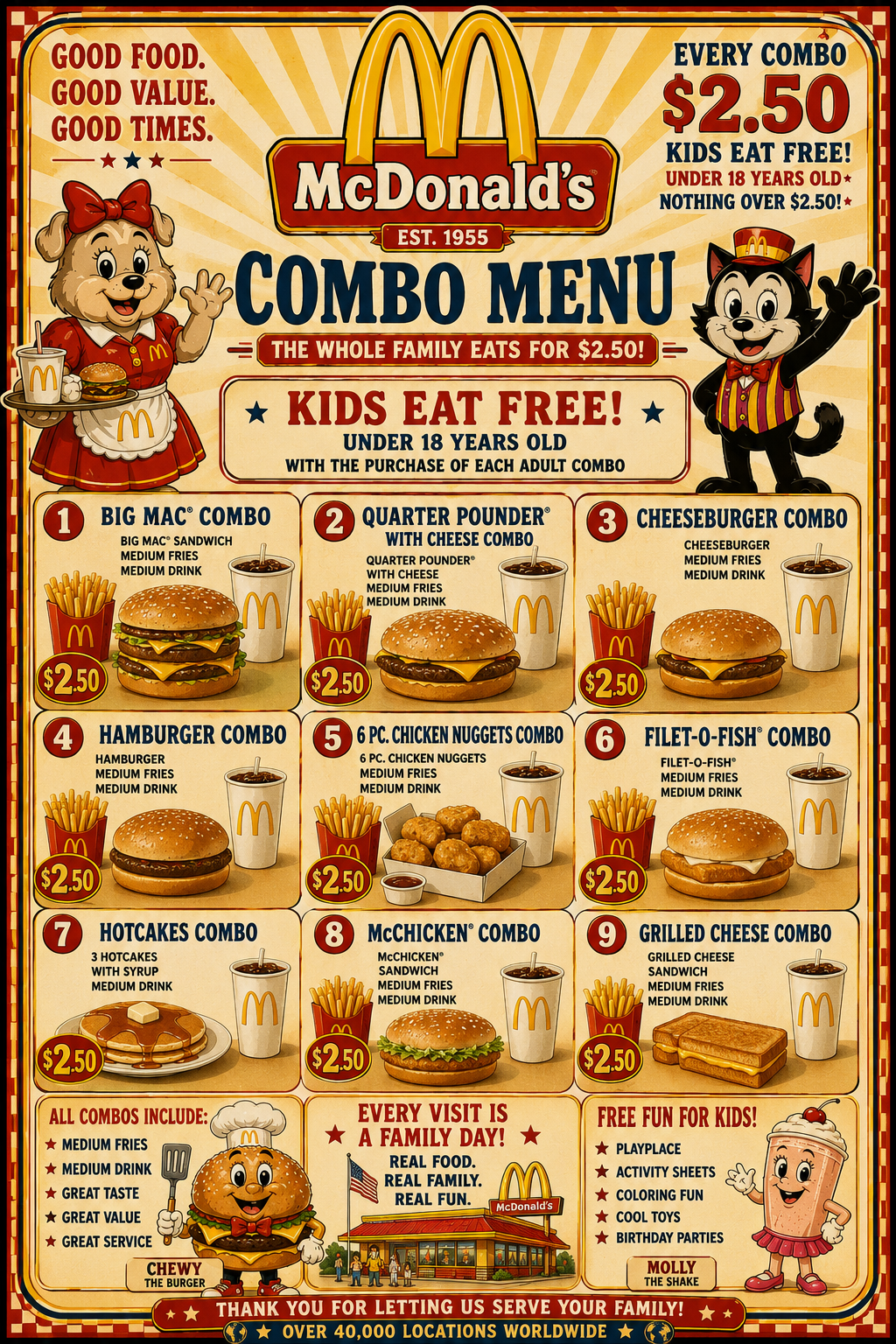 Retro McDonald's combo menu poster