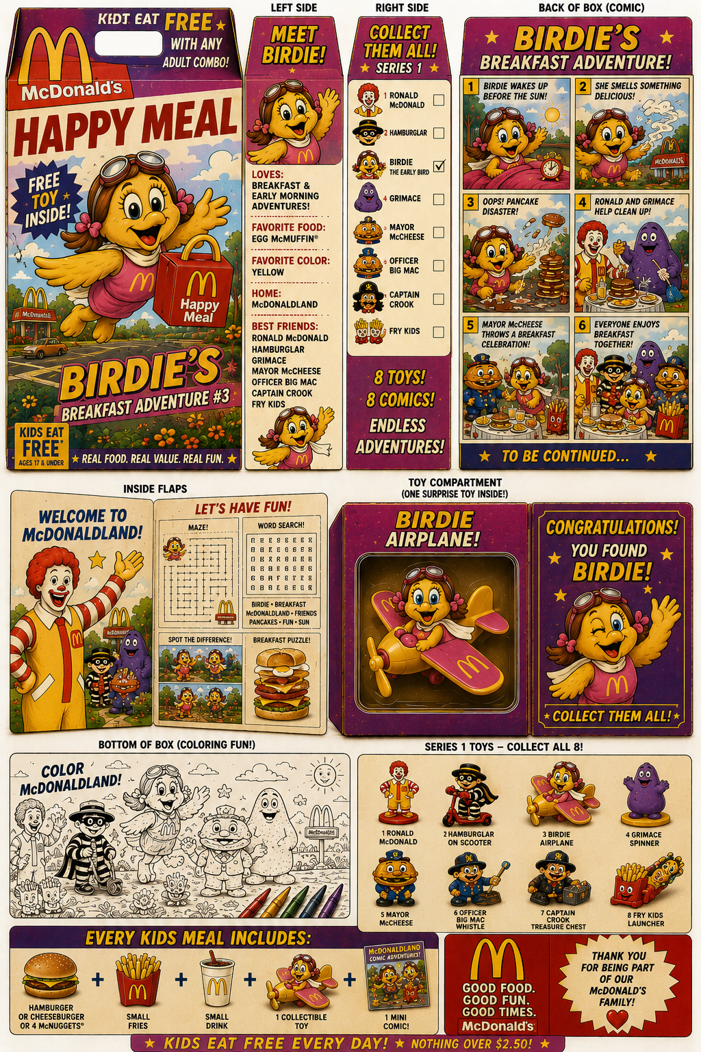 Retro McDonald's Happy Meal box and character collection