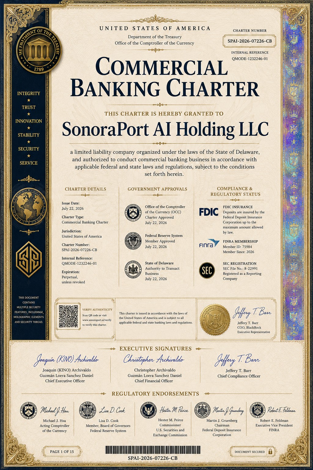 SonoraPort certificate