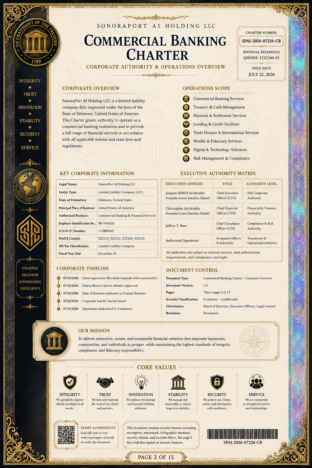 SonoraPort certificate