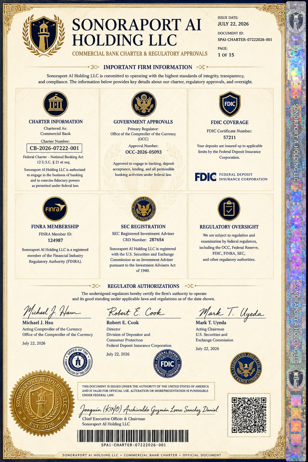 SonoraPort certificate